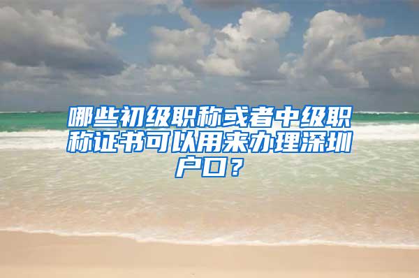 哪些初级职称或者中级职称证书可以用来办理深圳户口？