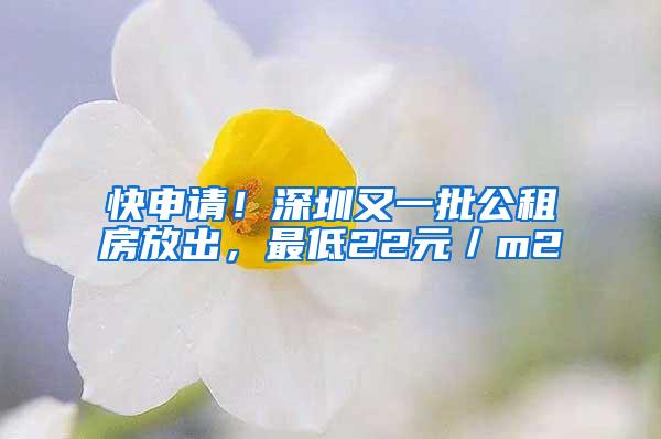 快申请！深圳又一批公租房放出，最低22元／m2