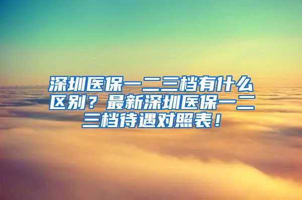 深圳医保一二三档有什么区别？最新深圳医保一二三档待遇对照表！