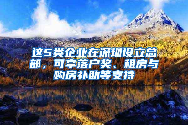 这5类企业在深圳设立总部，可享落户奖、租房与购房补助等支持