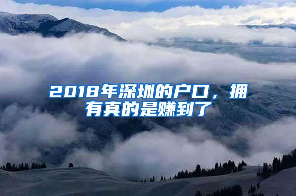 2018年深圳的户口，拥有真的是赚到了