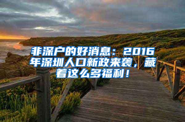 非深户的好消息：2016年深圳人口新政来袭，藏着这么多福利！