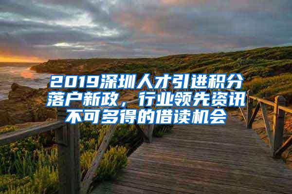 2019深圳人才引进积分落户新政，行业领先资讯不可多得的借读机会