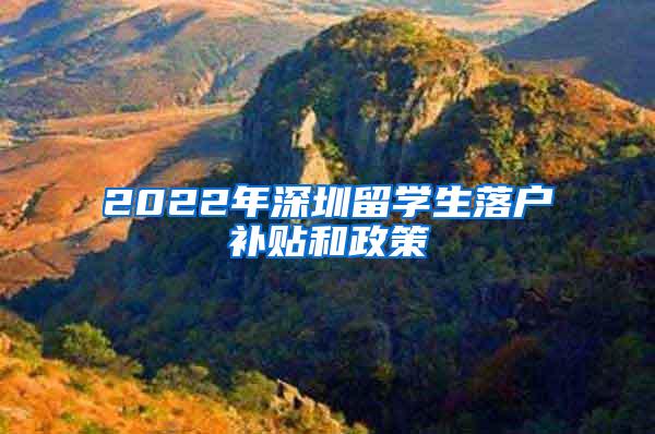 2022年深圳留学生落户补贴和政策