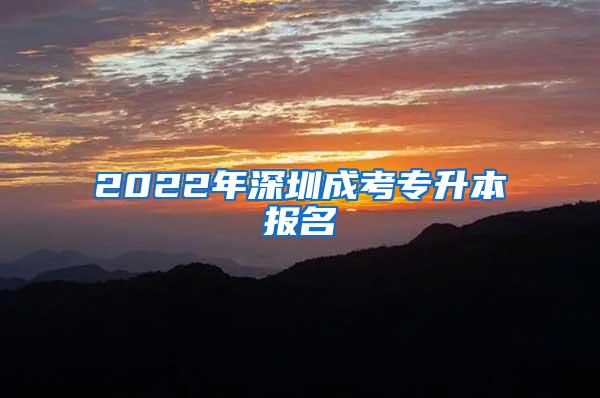 2022年深圳成考专升本报名