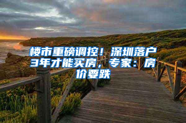 楼市重磅调控！深圳落户3年才能买房，专家：房价要跌