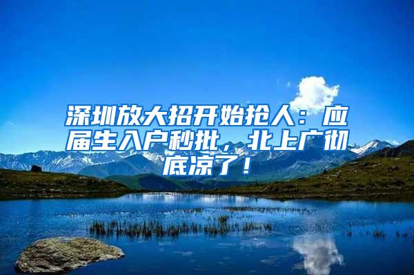 深圳放大招开始抢人：应届生入户秒批，北上广彻底凉了！