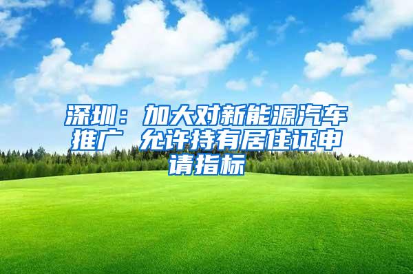 深圳：加大对新能源汽车推广 允许持有居住证申请指标