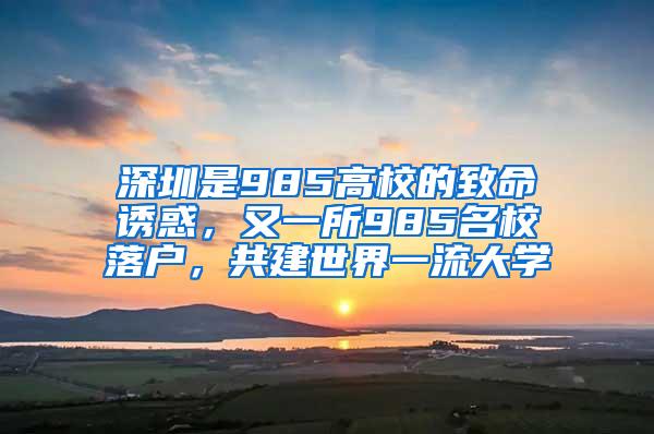 深圳是985高校的致命诱惑，又一所985名校落户，共建世界一流大学