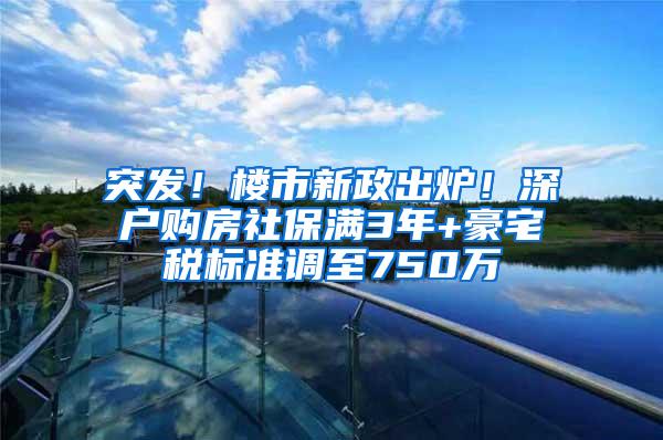 突发！楼市新政出炉！深户购房社保满3年+豪宅税标准调至750万