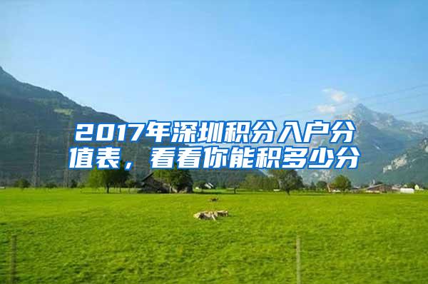 2017年深圳积分入户分值表，看看你能积多少分