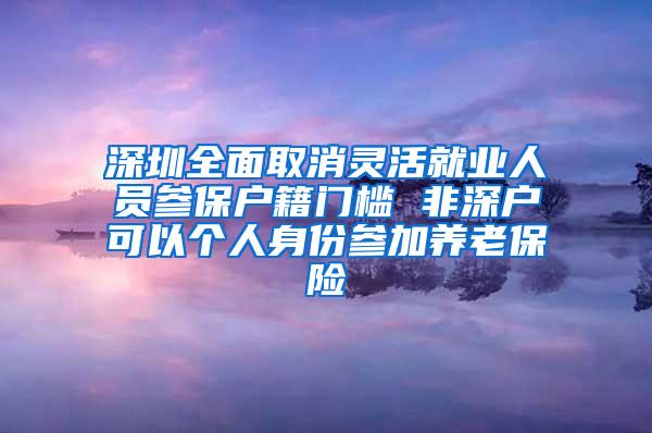 深圳全面取消灵活就业人员参保户籍门槛 非深户可以个人身份参加养老保险