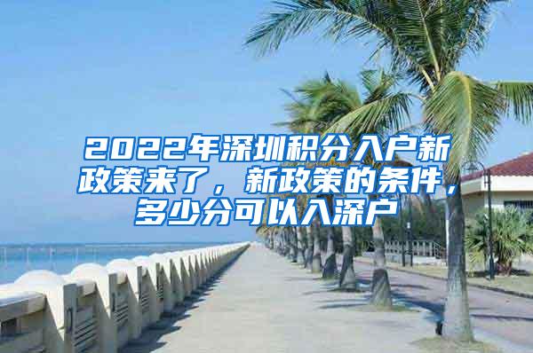 2022年深圳积分入户新政策来了，新政策的条件，多少分可以入深户