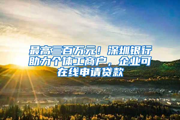 最高三百万元！深圳银行助力个体工商户，企业可在线申请贷款