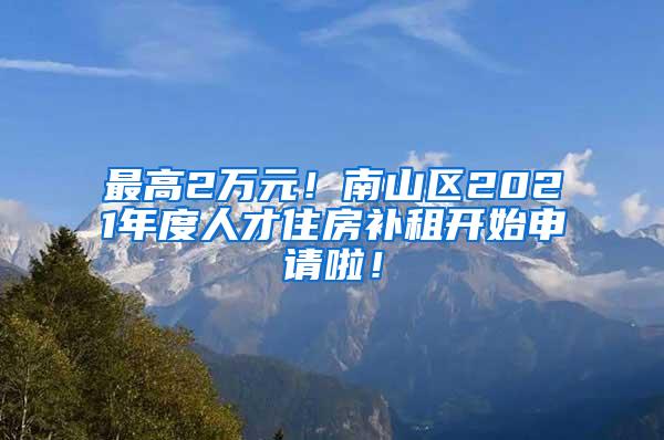 最高2万元！南山区2021年度人才住房补租开始申请啦！