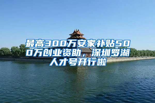 最高300万安家补贴500万创业资助，深圳罗湖人才号开行啦