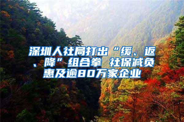 深圳人社局打出“缓、返、降”组合拳 社保减负惠及逾80万家企业