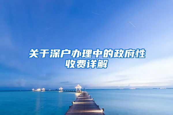 关于深户办理中的政府性收费详解