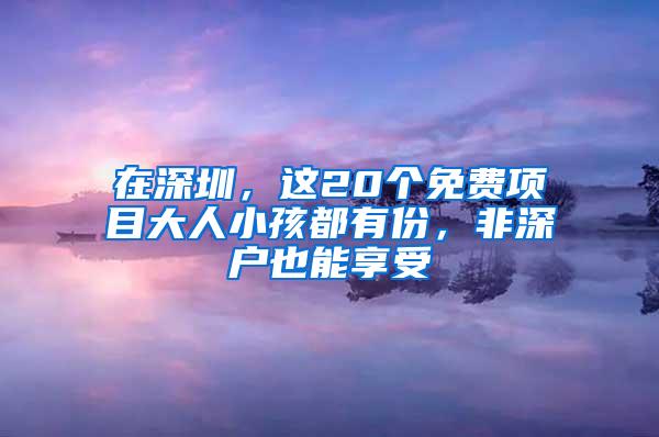 在深圳，这20个免费项目大人小孩都有份，非深户也能享受