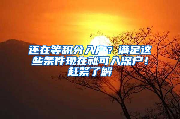 还在等积分入户？满足这些条件现在就可入深户！赶紧了解