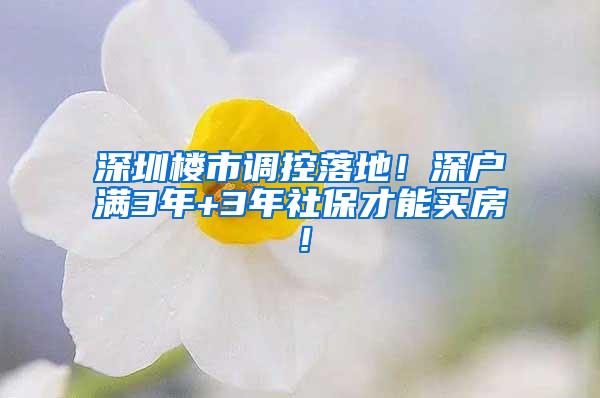 深圳楼市调控落地！深户满3年+3年社保才能买房！