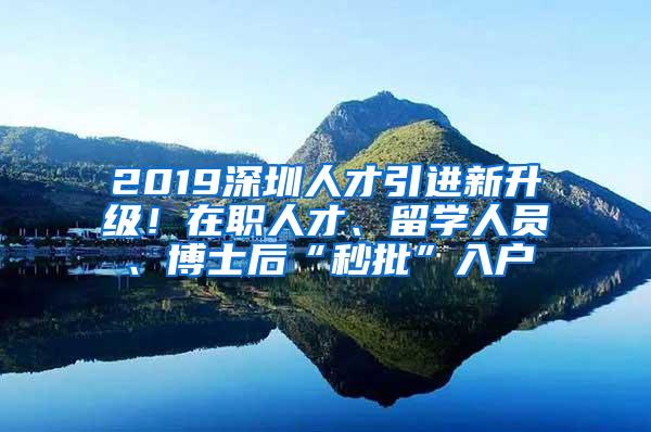 2019深圳人才引进新升级！在职人才、留学人员、博士后“秒批”入户