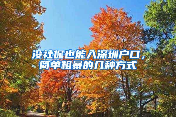 没社保也能入深圳户口，简单粗暴的几种方式