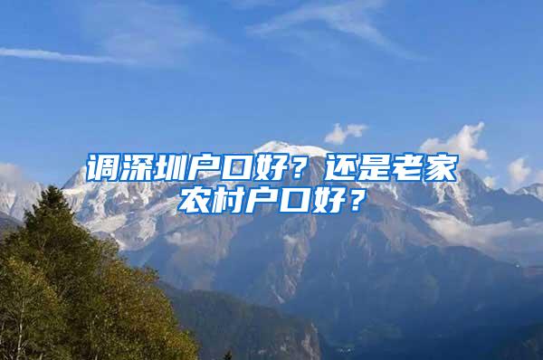 调深圳户口好？还是老家农村户口好？