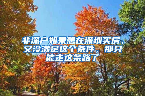 非深户如果想在深圳买房，又没满足这个条件，那只能走这条路了