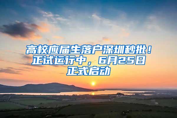 高校应届生落户深圳秒批！正试运行中，6月25日正式启动