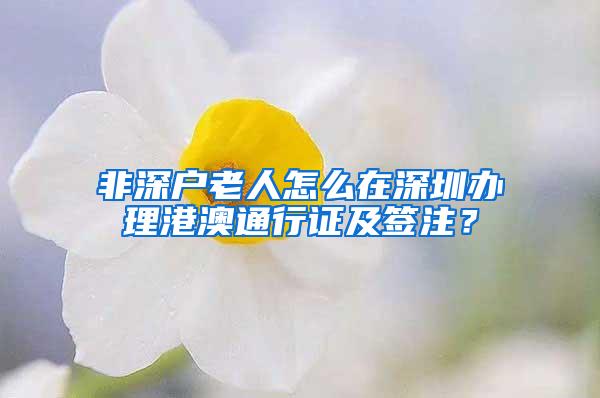 非深户老人怎么在深圳办理港澳通行证及签注？