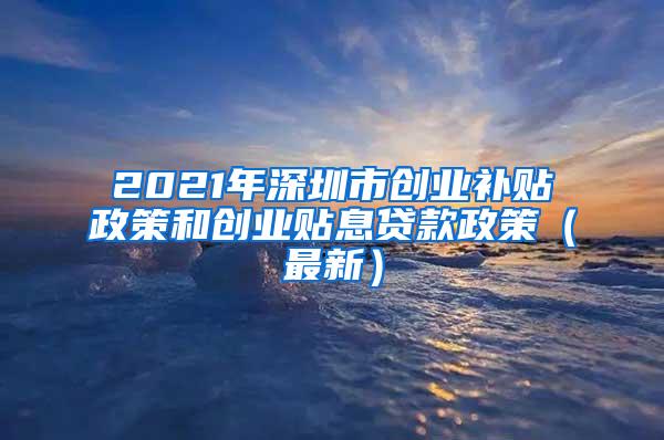 2021年深圳市创业补贴政策和创业贴息贷款政策（最新）