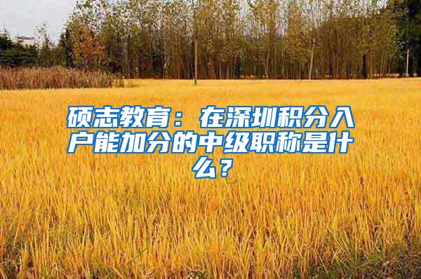 硕志教育：在深圳积分入户能加分的中级职称是什么？