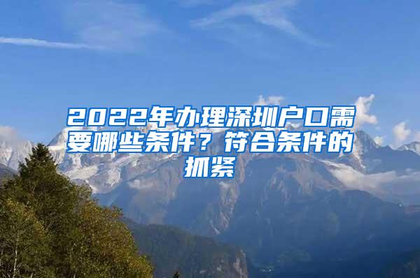 2022年办理深圳户口需要哪些条件？符合条件的抓紧