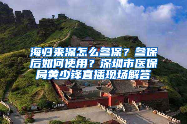 海归来深怎么参保？参保后如何使用？深圳市医保局黄少锋直播现场解答