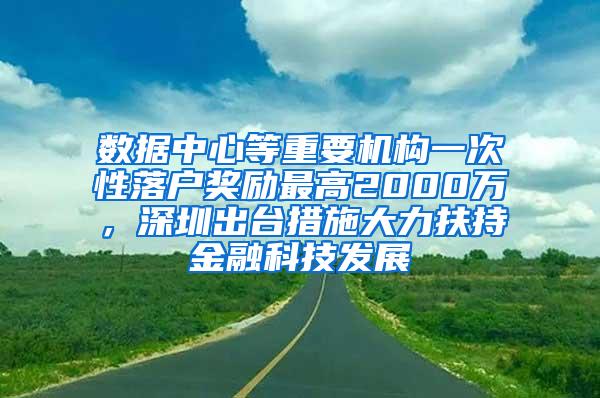 数据中心等重要机构一次性落户奖励最高2000万，深圳出台措施大力扶持金融科技发展