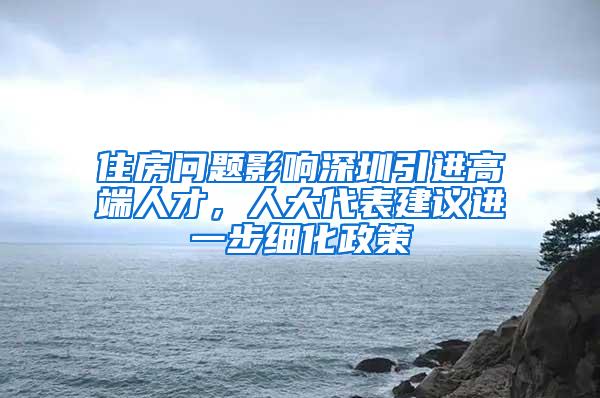 住房问题影响深圳引进高端人才，人大代表建议进一步细化政策