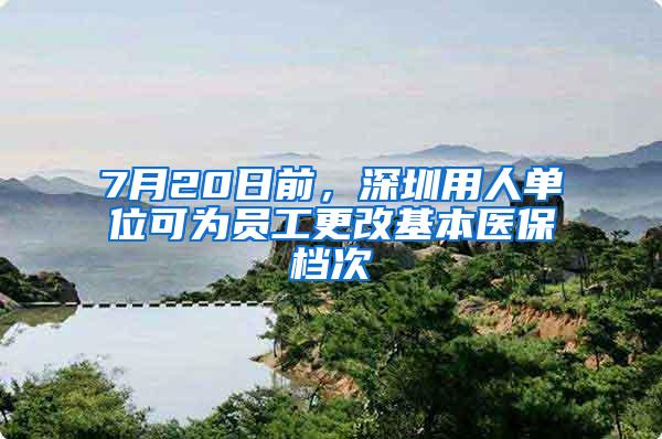 7月20日前，深圳用人单位可为员工更改基本医保档次