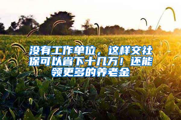 没有工作单位，这样交社保可以省下十几万！还能领更多的养老金