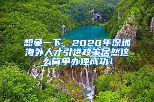 想象一下，2020年深圳海外人才引进政策居然这么简单办理成功！