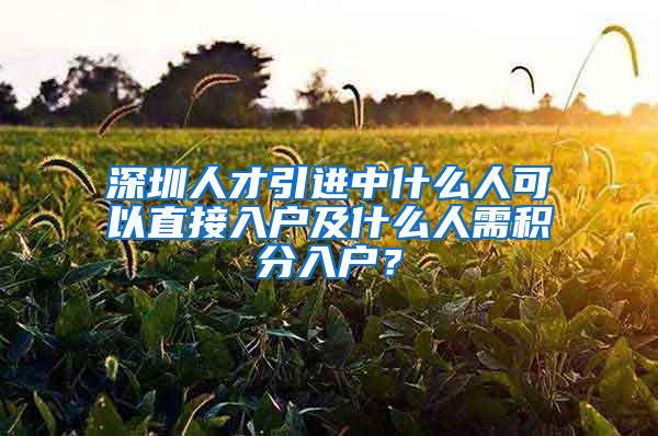 深圳人才引进中什么人可以直接入户及什么人需积分入户？