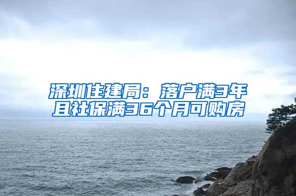 深圳住建局：落户满3年且社保满36个月可购房