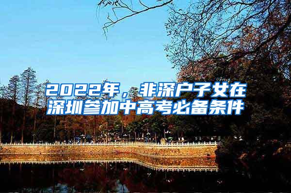 2022年，非深户子女在深圳参加中高考必备条件