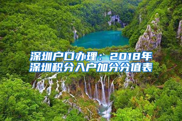 深圳户口办理：2018年深圳积分入户加分分值表