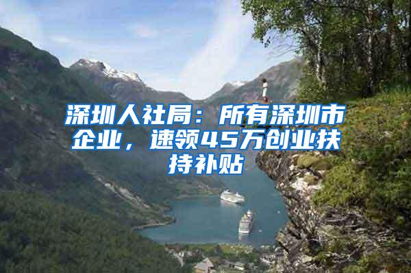 深圳人社局：所有深圳市企业，速领45万创业扶持补贴