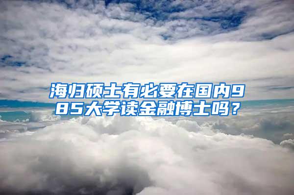 海归硕士有必要在国内985大学读金融博士吗？