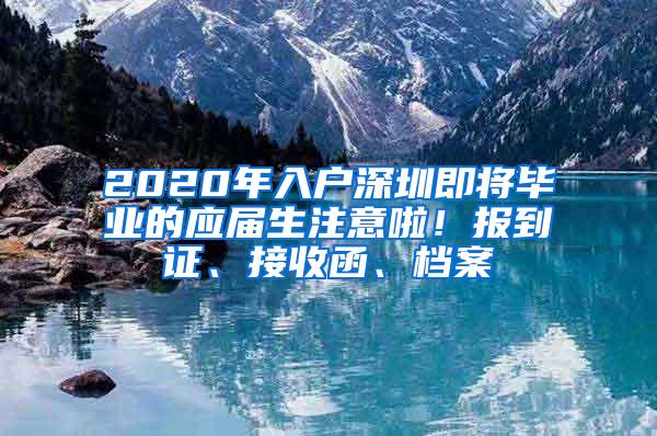 2020年入户深圳即将毕业的应届生注意啦！报到证、接收函、档案