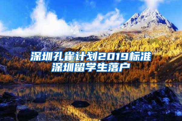 深圳孔雀计划2019标准深圳留学生落户