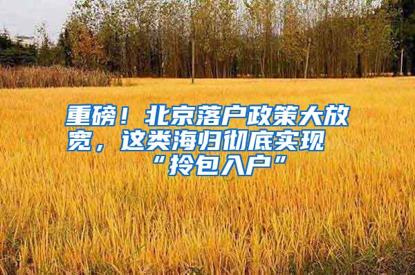 重磅！北京落户政策大放宽，这类海归彻底实现“拎包入户”