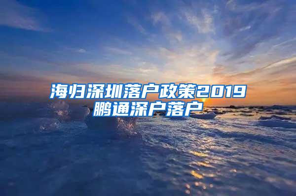 海归深圳落户政策2019鹏通深户落户